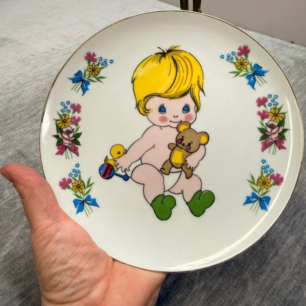 Vintage 1974 Chadwick-Miller Baby Teddy Bear Decorative Plate Japan 7.5 Inch